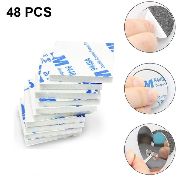 48 PCS  65x76x1.5mm Square EVA Foam Double-sided Adhesive High-viscosity Sponge Sticker(White)