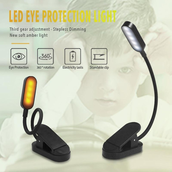 9 LEDs Mini Clip Desk Lamp USB Charging Student Eye Protection Reading Lamp(Black)