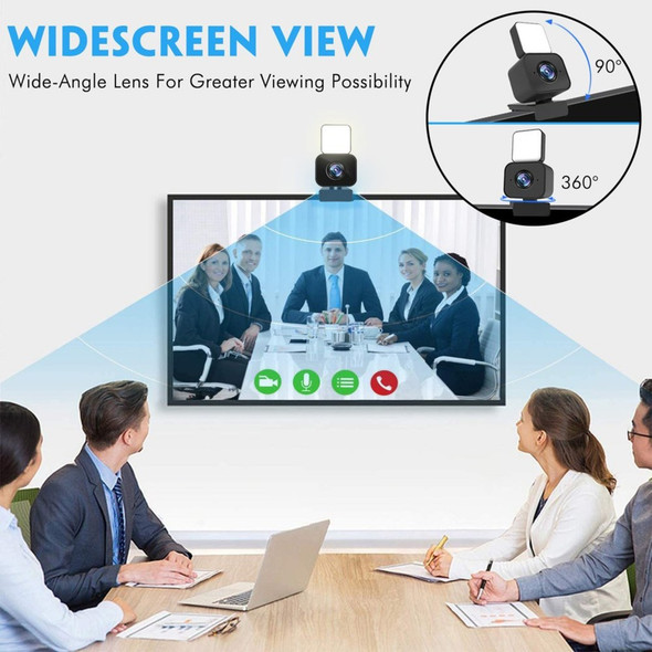 2K Full HD Auto Focus Webcam Camera with Built-in Adjustable Light + Microphone for PC Desktop Laptop Video Calling Conferencing Live Streaming Recording Online Classes