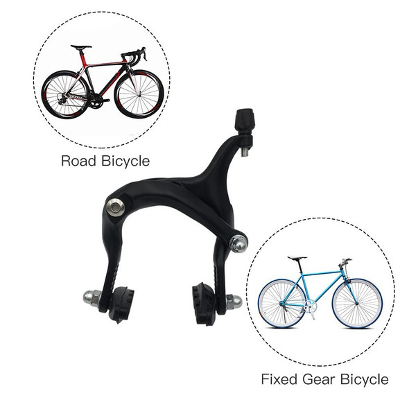 Aluminum Bike U Brake Caliper Front/Rear Long Arm Clip Bicycle Caliper - Black/Rear