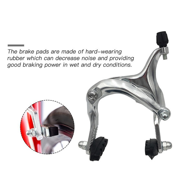 Aluminum Bike U Brake Caliper Front/Rear Long Arm Clip Bicycle Caliper - Black/Rear