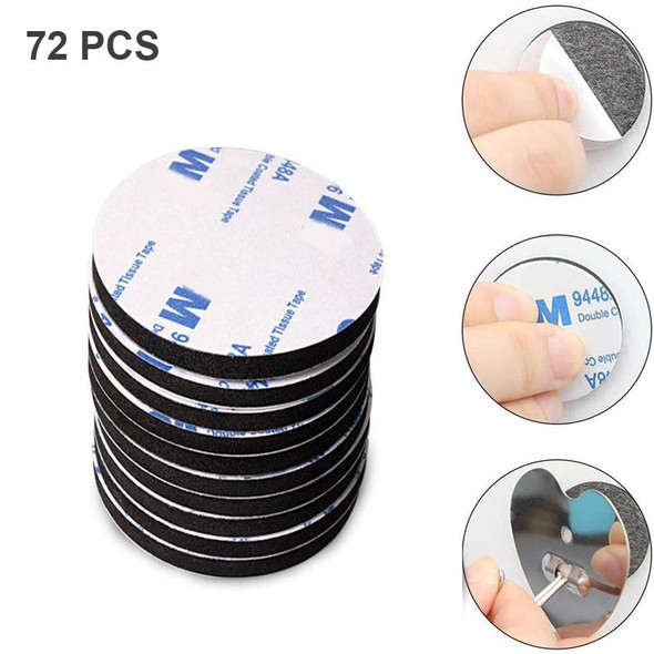 72 PCS 50x1.5mm Round EVA Foam Double-sided Adhesive Strong High-viscosity Sponge Sticker(Black)