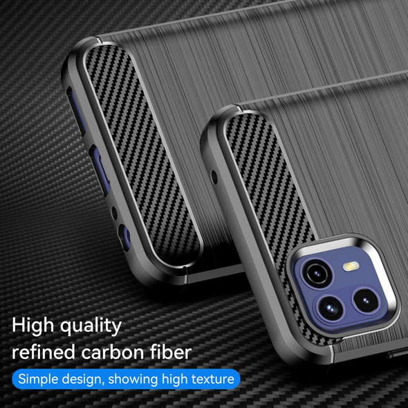 1.8mm Ultra Thin Flexible TPU Case Carbon Fiber Texture Drop-Proof Anti-Fall Air Bag Phone Cover with Brushed Surface for Motorola Moto G50 5G - Black