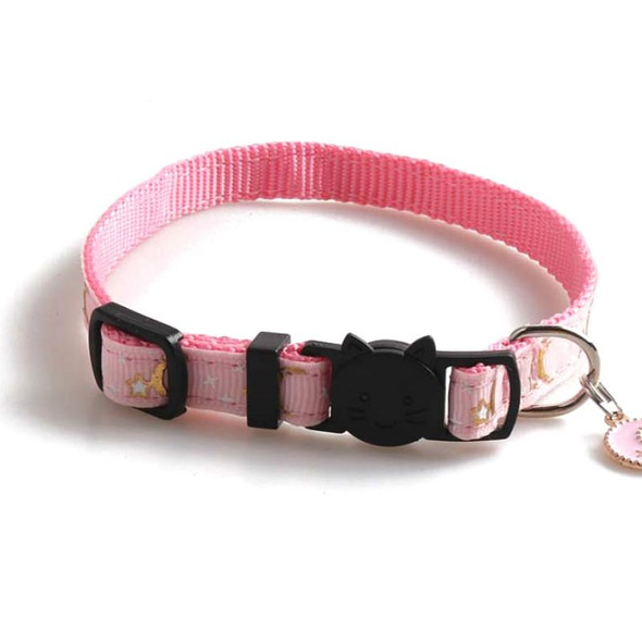 5 PCS Pet Collar Webbing Cat Collar Star Moon with Pendant, Size:1x28cm(Pink)