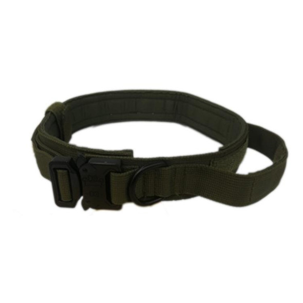Nylon Thickened Large And Medium-Sized Dog Traction Collar Pet Collar, Size:L(Army Green)