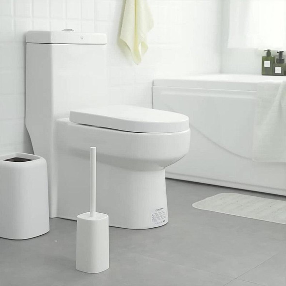 Toilet Brush With Base Household Toilet Long-Handled Soft-Bristled Toilet Cleaning Brush Set(Grey)