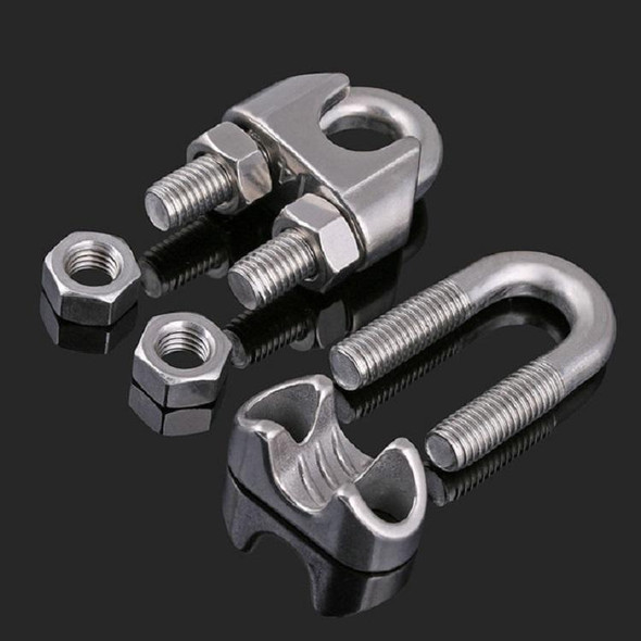 2 PCS Stainless Steel Clip U-shaped Wire Rope Card Head Rope Wire Rope Rolling Head Buckle, Specification:M5