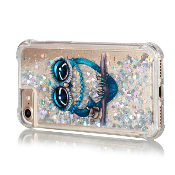 Liquid Glitter Powder Quicksand Shockproof TPU Back Cover for iPhone 7/8/SE (2022)/SE (2020) 4.7-inch - Owl