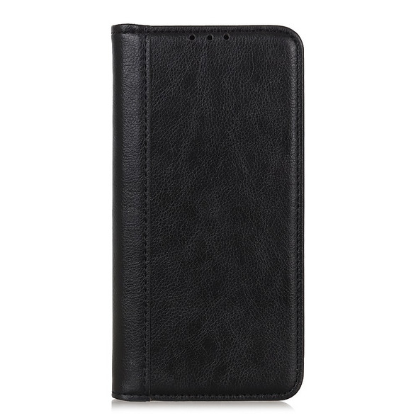 Auto-absorbed Litchi Skin Leather Wallet Stand Case for Alcatel 3L (2021) / Alcatel 1S (2021) - Black