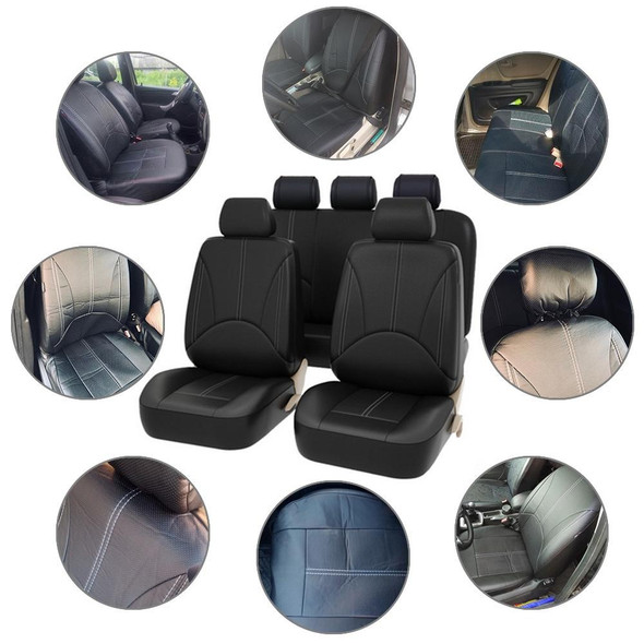 4 in 1 Universal PU Leatherette Four Seasons Anti-Slippery Front Seat Cover Cushion Mat Set for 2 Seat Car