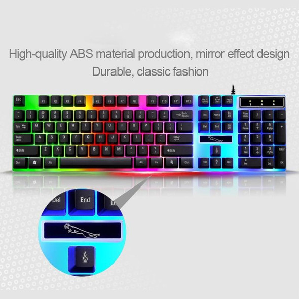ZGB G21 104 Keys USB Wired Mechanical Feel Colorful Backlight Office Computer Keyboard Gaming Keyboard(Black)