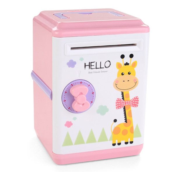 1803 Cartoon Electronic Piggy Bank Password Lock Automatic Roll Money ATM Coin Money Saving Box Children Toy Gift - Giraffe