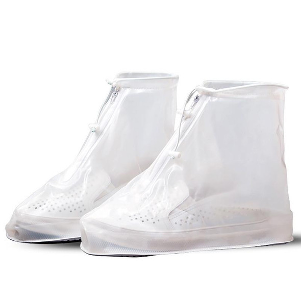 1 Pair Rainy Outdoor Anti-Skid Waterproof Shoe Cover Thickening Repetitive Use Shoe Cover L(White)