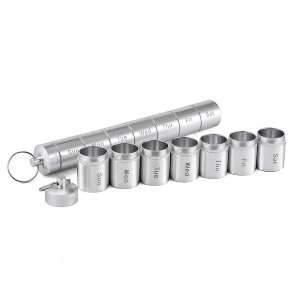 S-J-021 Weekly Pill Box 7-Day Pill/Medicine/Vitamin Organizer Aluminum Alloy Water-Proof Pill Container Case