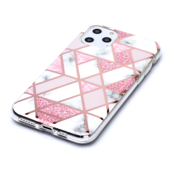 Marble Pattern Rose Gold Electroplating IMD TPU Case for iPhone 11 Pro 5.8 inch - White / Pink