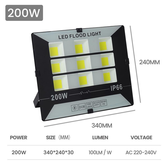 200W 6500K Cool White LED Waterproof Flood Light