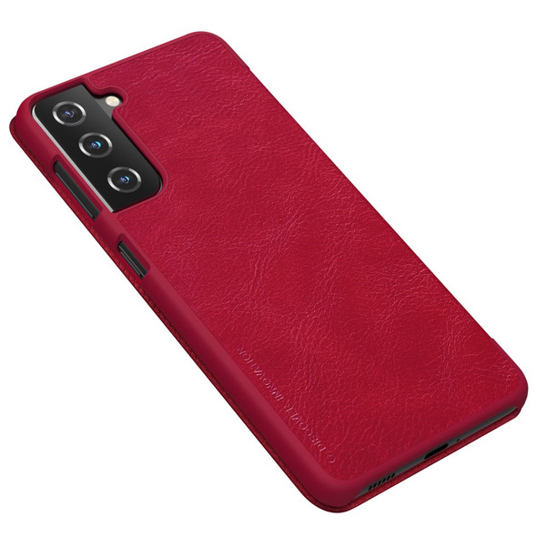 NILLKIN Qin Series For Samsung Galaxy S21+ 5G Shockproof Phone Case Leather Flip Cover with Card Holder - Red