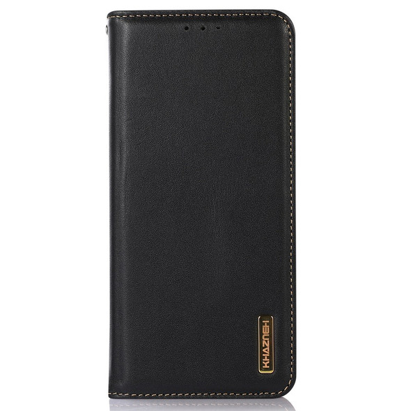 KHAZNEH Textured Phone Case for Xiaomi 12 Pro 5G/12S Pro 5G/12 Pro (Dimensity) 5G Genuine Cowhide Leather Folio Flip Cover Magnetic Absorption TPU Shell Wallet Stand Case - Black