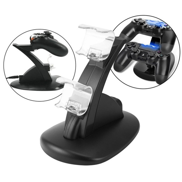 For Playstation PS4 Dual Controller Charger Dock Stand Gamepad Charging Station with LED Indicators