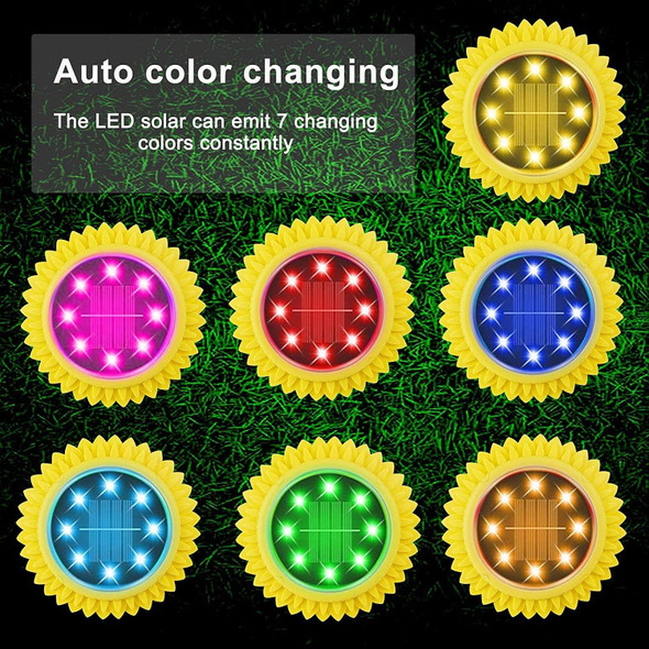 2 PCS 8 LEDs Solar Petals Buried Lamp Waterproof Garden Lawn Light, Specification: Sunflower (White Light)