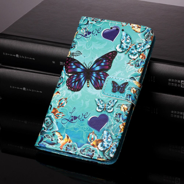 Pattern Printing Leather Wallet Stand Cover Case for Samsung Galaxy A52 4G/5G / A52s 5G - Butterfly and Heart