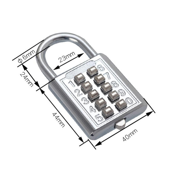 2 PCS 10-Bit Button Password Lock Cabinet Door Tool Box Button Padlock(Black)