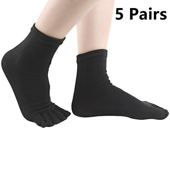 5 Pairs Knitted Comfort Five-Toed Socks Men Split Toe Socks(Black)