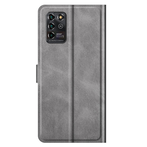 Durable PU Leather Wallet Folio Flip Case Stand Magnetic Shockproof TPU Inner Shell for ZTE Blade V30 Vita / ZTE V2022 - Grey