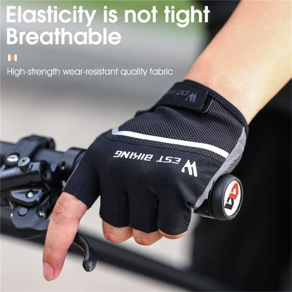 WEST BIKING 1 Pair Bike Cycling Half Finger Gloves Breathable Shockproof Bicycle Non-slip Gloves - Black/M