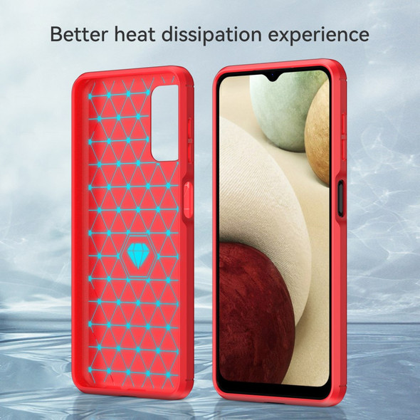 For Samsung Galaxy A13 4G / 5G / A04s 1.8mm Carbon Fiber Texture TPU Case Fingerprint-Free Scratch-Resistant Brushed Surface Phone Protective Cover - Red