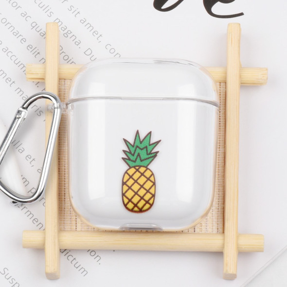 Transparent PC Case with Hook for Apple AirPods with Wireless Charging Case (2019) / AirPods with Charging Case (2019) (2016) - Pineapple