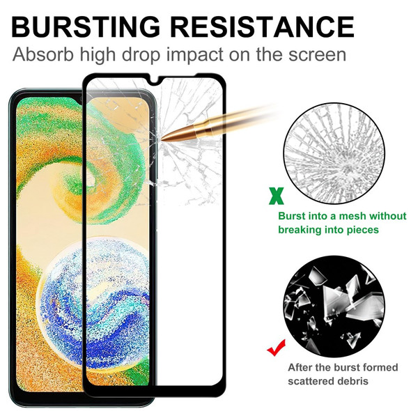 Anti-scratch AGC Glass Full Screen Protector for Samsung Galaxy A04s 4G (164.7 x 76.7 x 9.1 mm), Full Glue Black Edge Anti-explosion HD Clear Tempered Glass Film