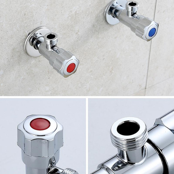 2 PCS Stainless Steel Angle Valve Single Handle Electroplating Wire Drawing Angle Valve, Specification: Three Round Plated Hot Water