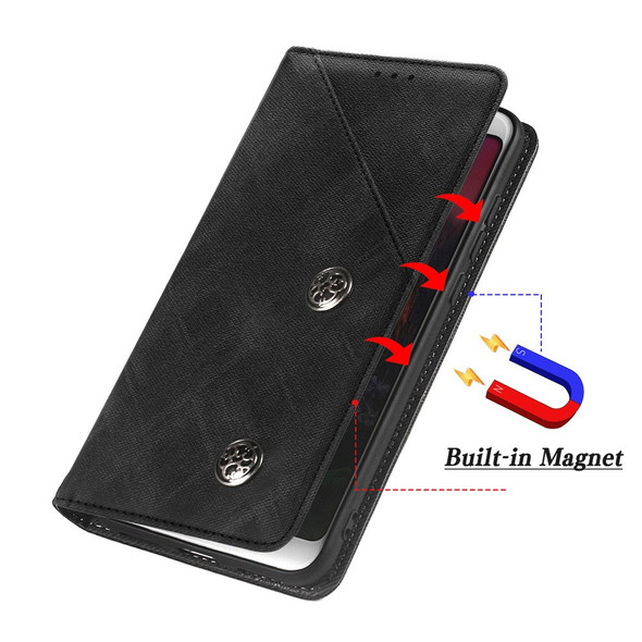 IDEWEI For Samsung Galaxy A04e 4G / F04 4G / M04 4G Card Slot PU Leather Stand Phone Case Retro Texture Anti-scratch Magnetic Auto Closing Phone Cover - Black