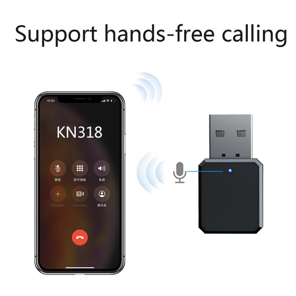 KN318 Bluetooth 5.1 Audio Receiver Dual Output AUX USB Stereo Car Bluetooth Hands-free Calling