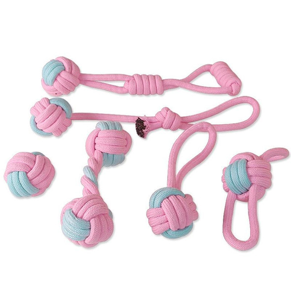 5 PCS Dumbbell Ball Dog Molar Teeth Cleaning Toy Candy Color Woven Cotton Rope