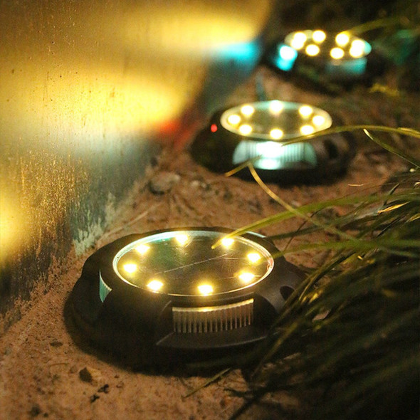 8Pcs SL6001 Outdoor Waterproof Solar Powered LED Ground Light Garden Lawn Pathway Underground Lamp - Warm Light+Colorful Light