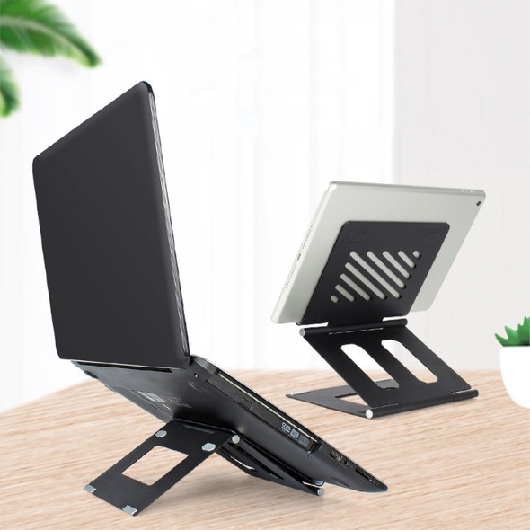 A37 Laptop Stand Metal Ergonomic Foldable Computer Stand Riser Holder Notebook Stand - Black