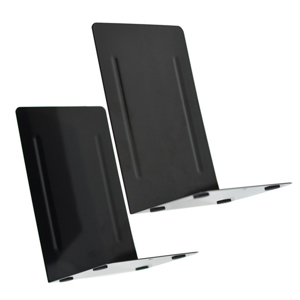 540 1 Pair Flat Panel Design Metal Bookends Books Holder Non-skid Desktop Shelf Bookends - Black