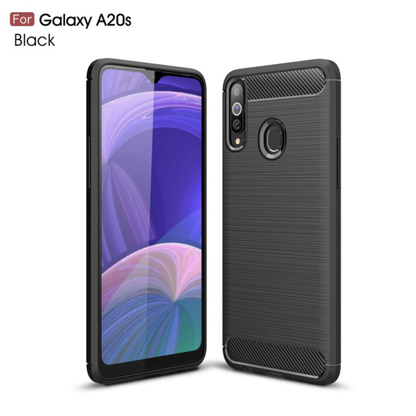 Carbon Fibre Brushed TPU Case for Samsung Galaxy A20s - Black