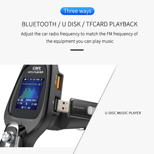 BT28 QC3.0 Color Screen Car Quick Charge Multi-function Bluetooth 5.0 FM Transmitter MP3 Player