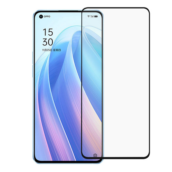 For Oppo Reno7 Pro 5G Ultra Clear AGC Glass Full Coverage Full Glue Black Edge Tempered Glass Screen Protector