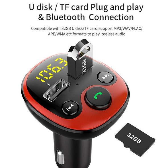 Car MP3 Player Bluetooth Hands-Free Call Car Charging , Style: Button Version
