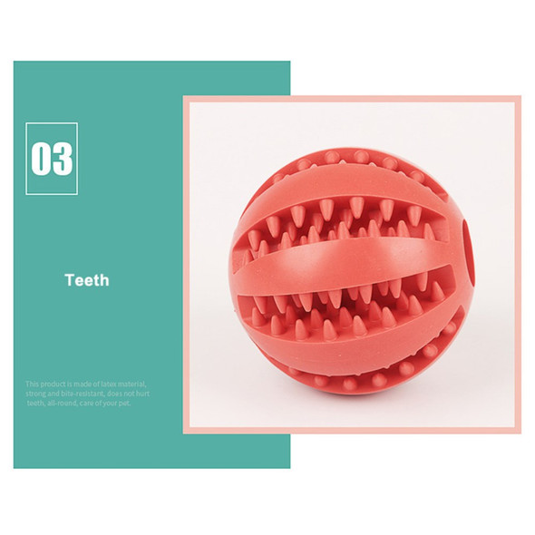 7cm TPR Round Ball Pet Food Dispensing Treat Toy Dog Teeth Cleaning Chewing Bite Toy (No FDA Certification, BPA Free) - Red