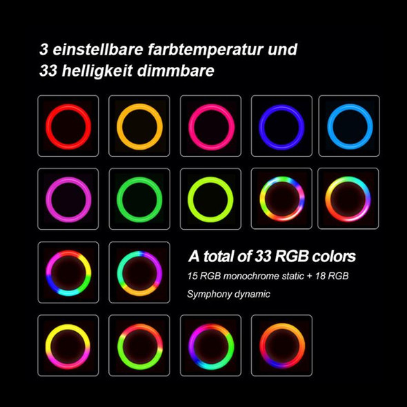 8W 6 inch RGB Ring Light Colorful Live Clips Fill Light Desktop Computer Video Conference Beauty Lamp