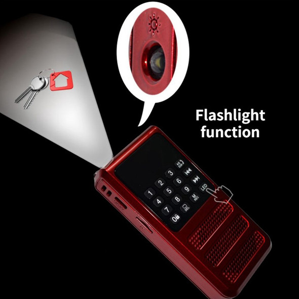 Y-001 Multi-function Mini Radio with Flashlight Portable FM Radio Speaker Support TF Card/Recording - Red