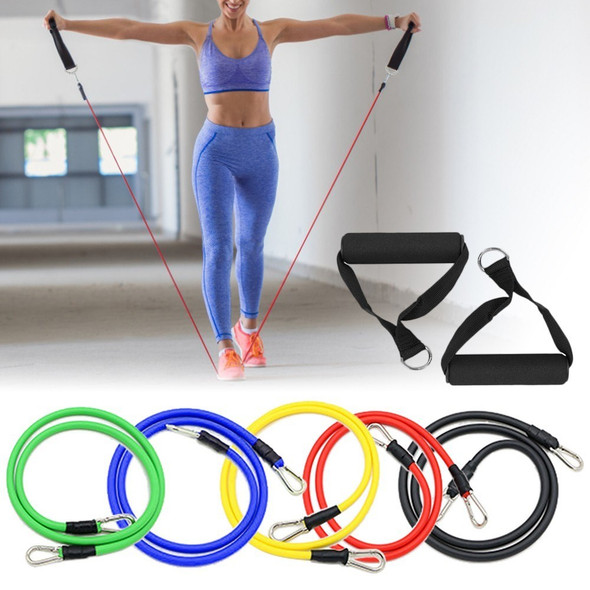 11 PCS Resistance Tube Bands Booty Bands Set Handles Ankle Strap Door Anchor Exercise Home Gym Equipment