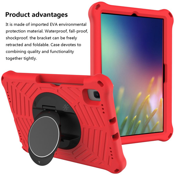 Spider Web Texture Kickstand EVA Case with Shoulder Strap for Samsung Galaxy Tab A 10.1 (2019) T510 - Red