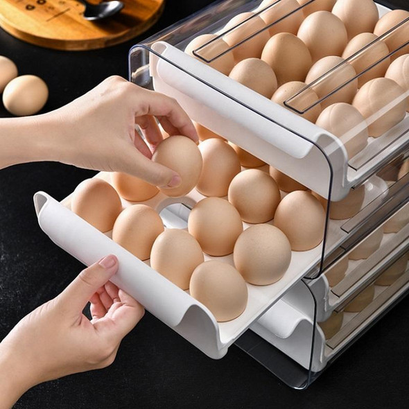 Household Double-Layer Drawer Type Egg Storage Box(Gray)