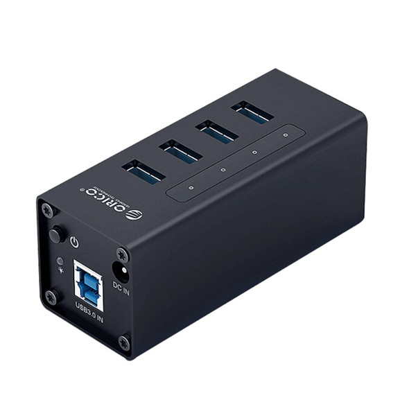 ORICO A3H4-SV Aluminum Alloy 4 Port USB3.0 HUB - Black/EU Plug